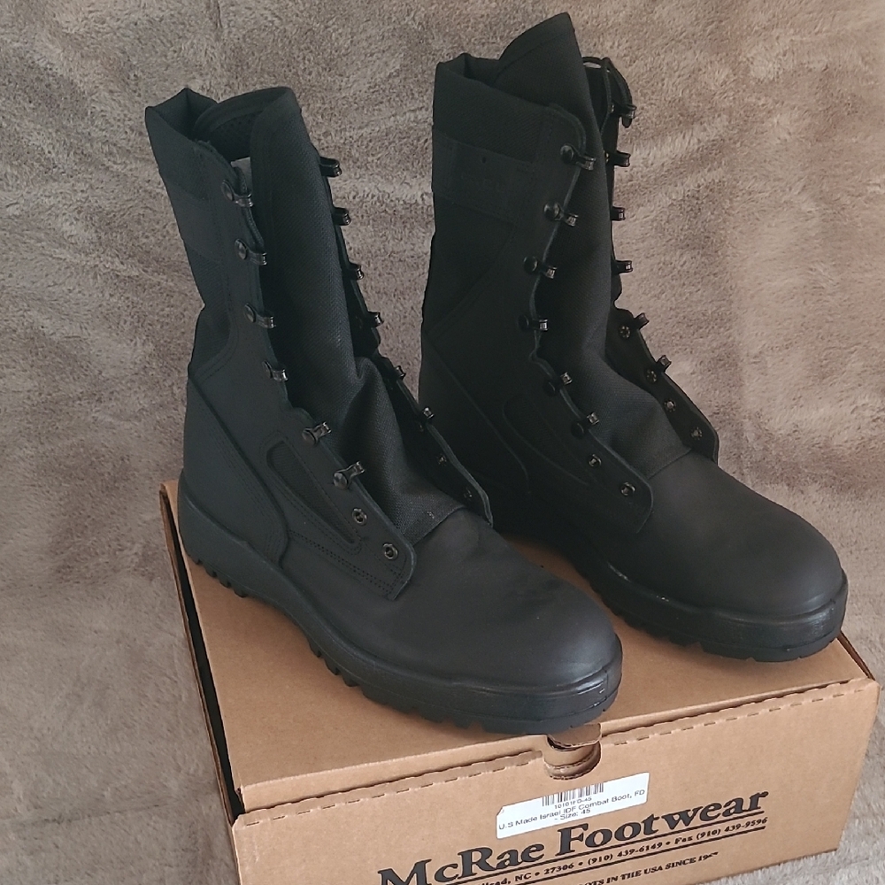 Men's Black Leather IDF Tactical Combat Boots US Made 11